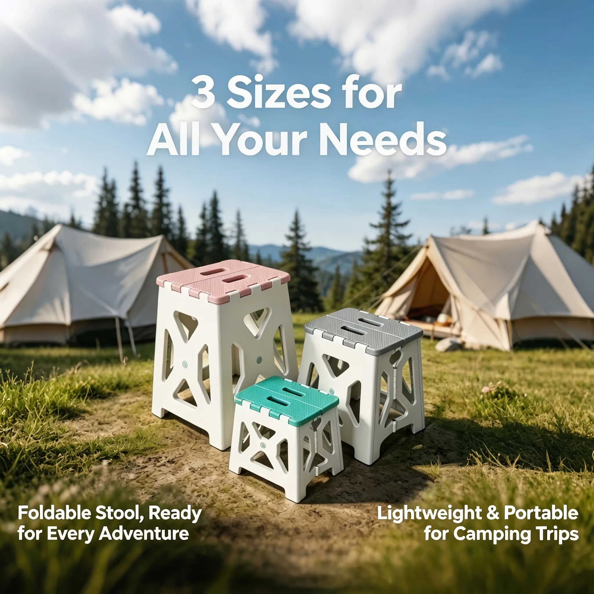 Choose Your Size Folding Outdoor Stool, Collapsible Portable Camping Chair, Non-Slip Foldable Seat for Hiking, Picnic, Patio And Backyard BBQ