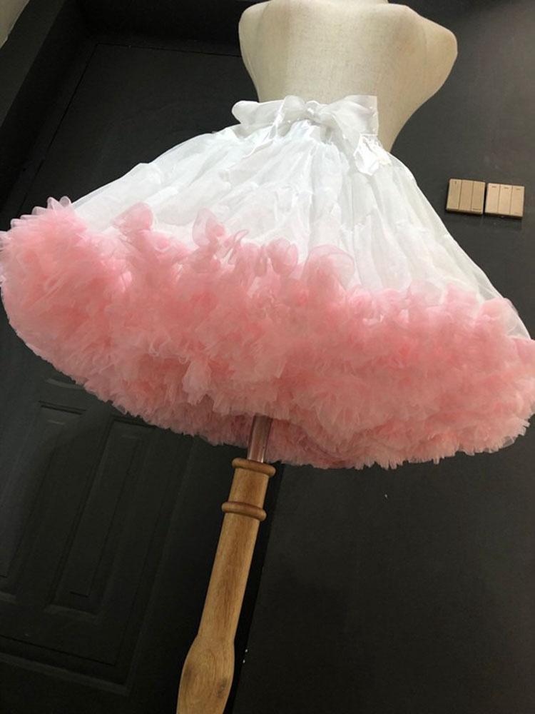 Women Flower Style Lolita Petticoats Tutu Puffy Cancan Skirt Under Crinoline Inner Bustle Cosplay For Wedding Dresses Skirt