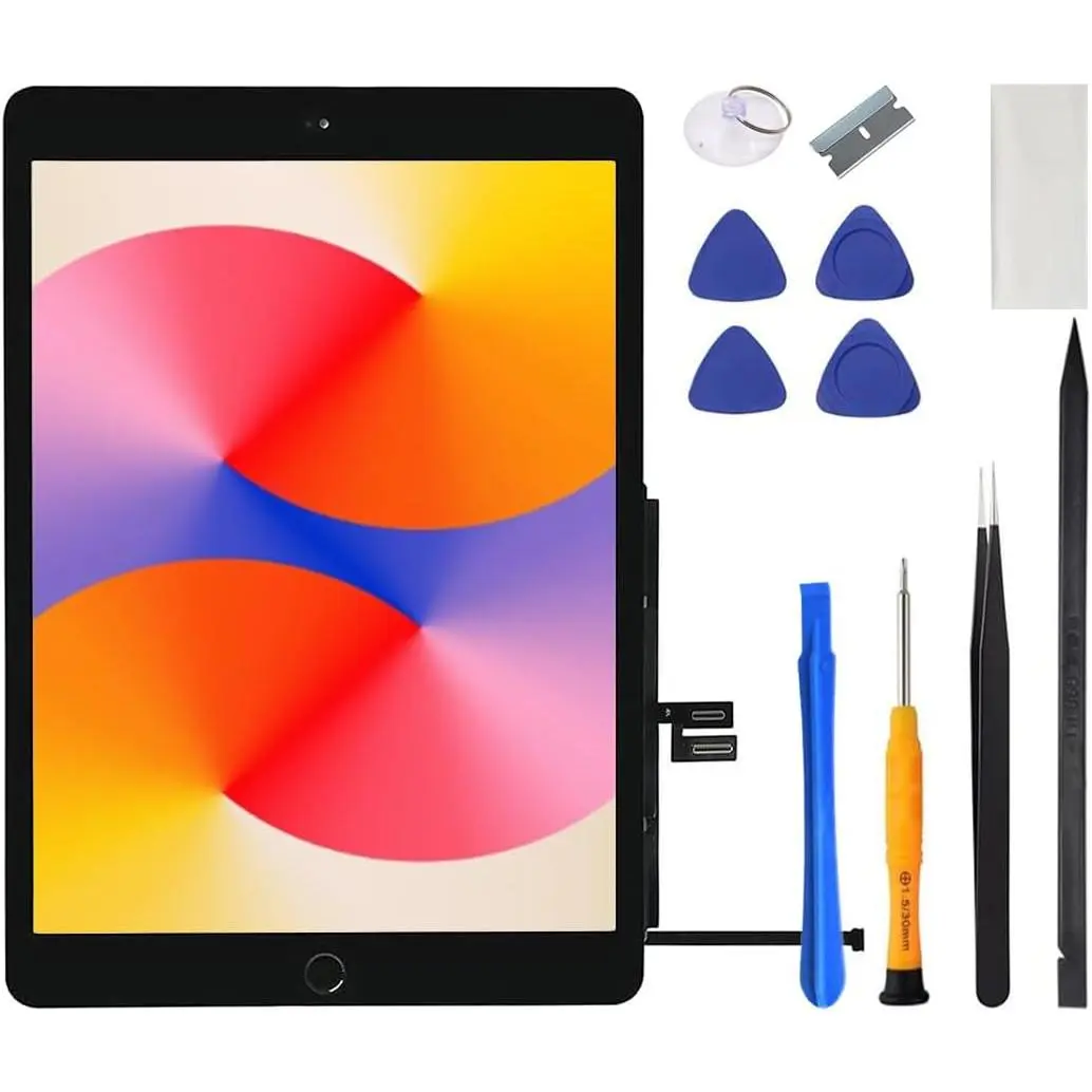 for iPad 7 7th / 8 8th Gen Screen  Digitizer 2019/2020 10.2 Inch  Glass, for 7th or 8th Generation A2197 A2198 A2200, A2270 A2428 A2429 A2430 with  Button, Repair Kit (Black)