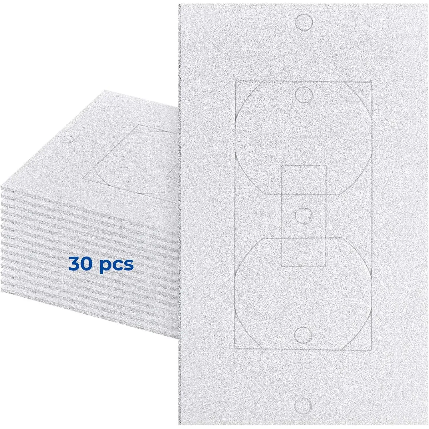 Wall Insulation Outlet Insulators Draft Sealers, 30 Pack Electrical Outlet Insulation Pads, EVA  Gasket for Wall, Light,  Socket Cover Compatible with Duplex Toggle Rocker (30Pack White)