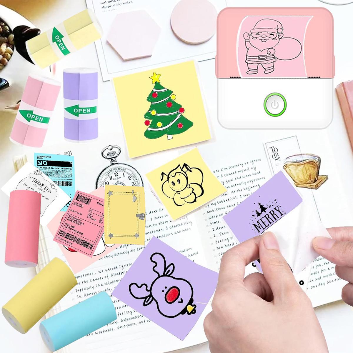 Portable Mini Printer, 1 Set USB-Powered Wireless Label Printer with Paper, Small Pocket Sticker Printer for Notes & Children's DIY Crafts, Compatible with iOS & Android