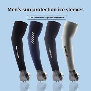 Men's Plus Size Ice Silk Sun Protection Arm Sleeves, Summer Arm Guards, Cycling Ice Arm Sleeves, Outdoor Non-Slip Quick-Dry Sports Ice Sleeves
