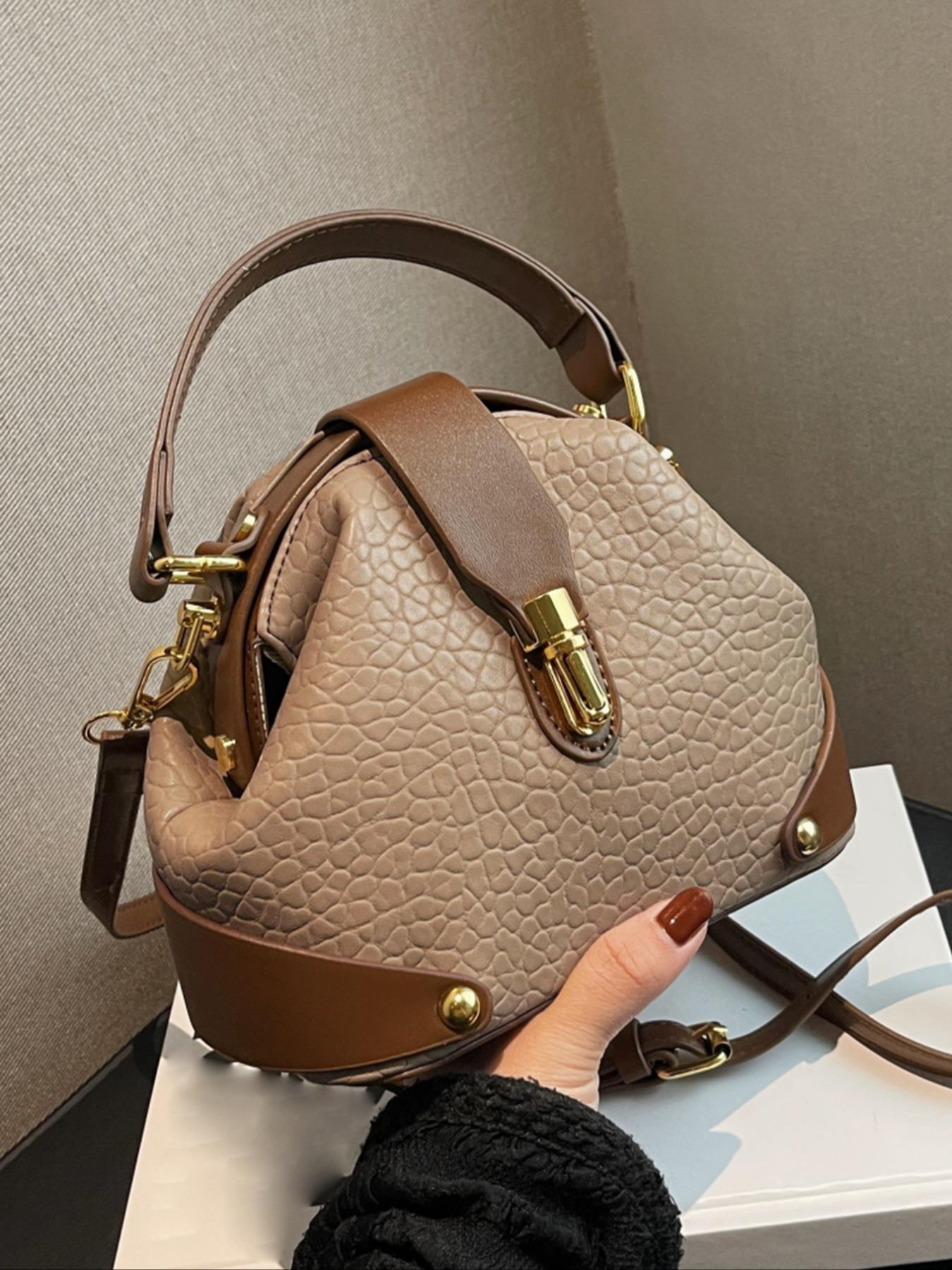 Women's Elegant Colorblock Handbag, Fashionable PU Leather Crossbody Bag, Casual Trendy Versatile High-end Commuting Bag, Casual Commuter Bag, Crossbody Shoulder Bag