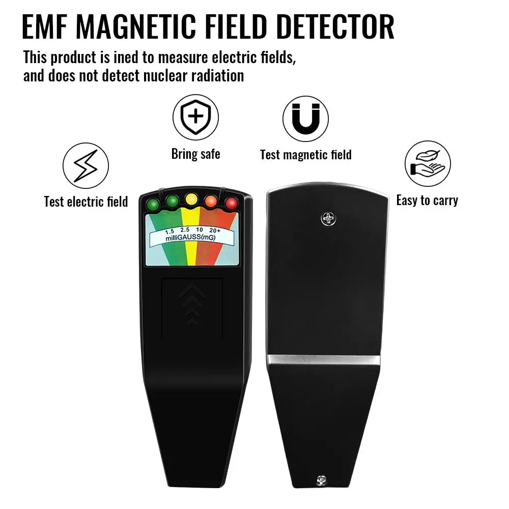 Portable K2 Emf Detector with 5 LED Indicators, Handheld Gaussmeter for Hunting, Radiation Detection, Home Safety