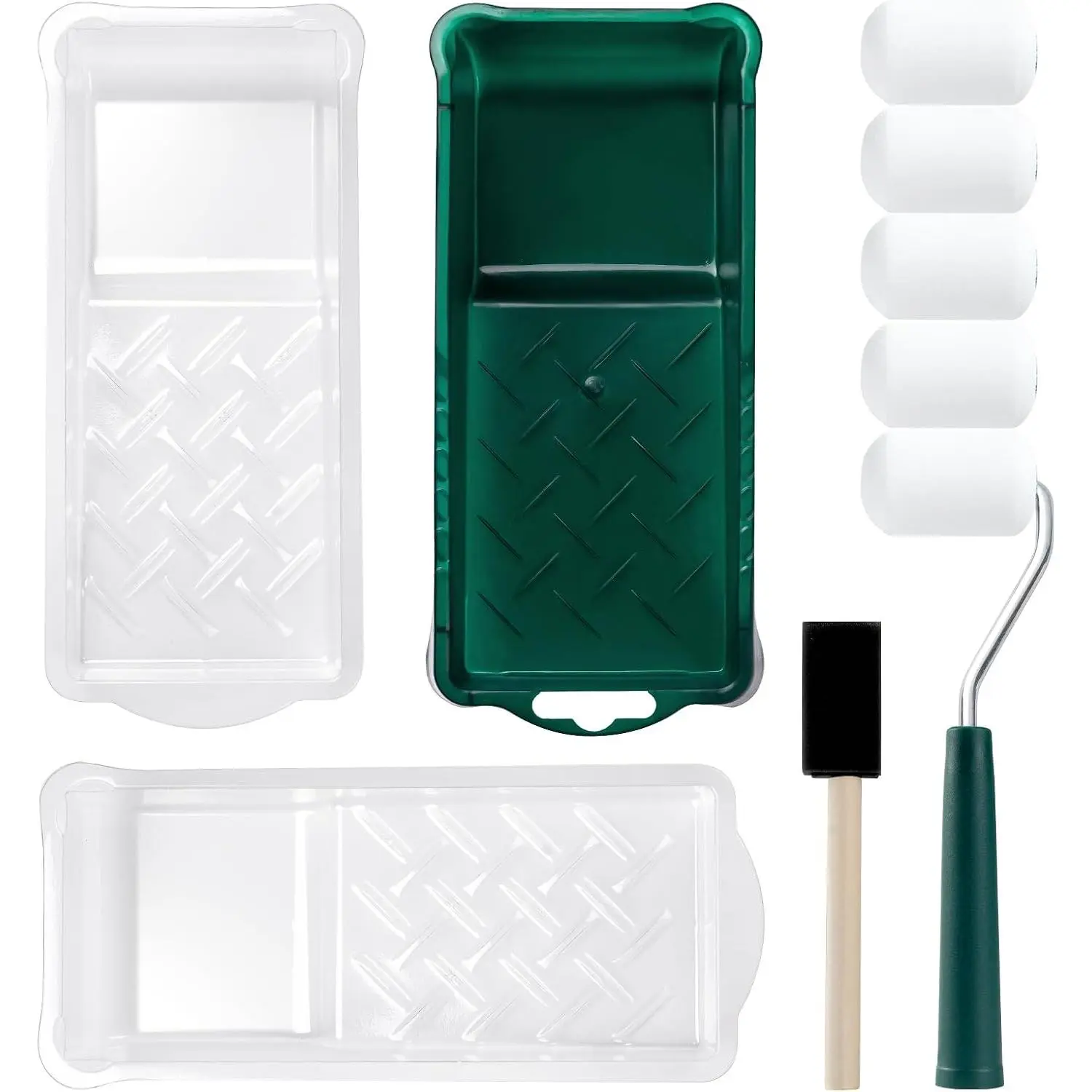 2-Inch Compact High-Density Paint Roller Set Pack (10-Pack) - Smooth Roll Performance, Tray Liners, Sponge Brush, Roller Frame, Easy Clean-Up Supplies for DIY Users, Small Areas, Walls