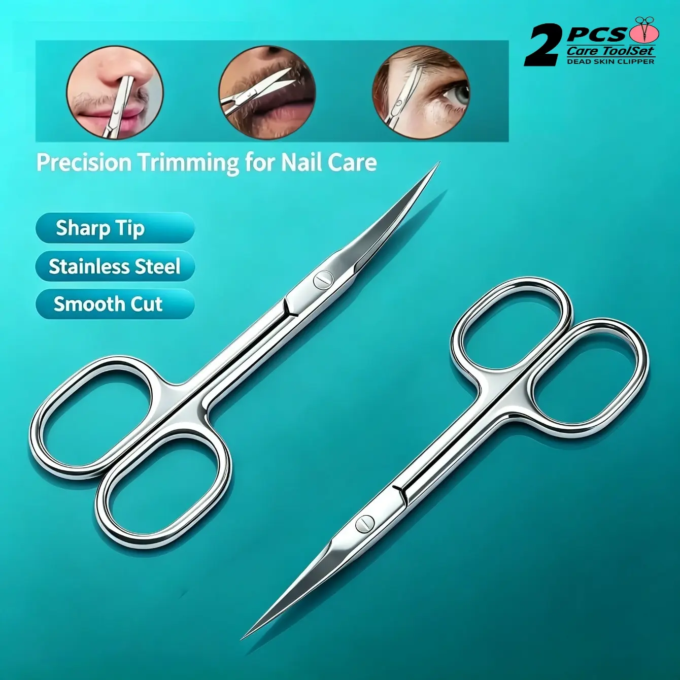 Multifunctional Eyebrow Lash Scissors Cutting Cuticle Dead Skin Trimmer Nail Care Tool Set for Precise Grooming