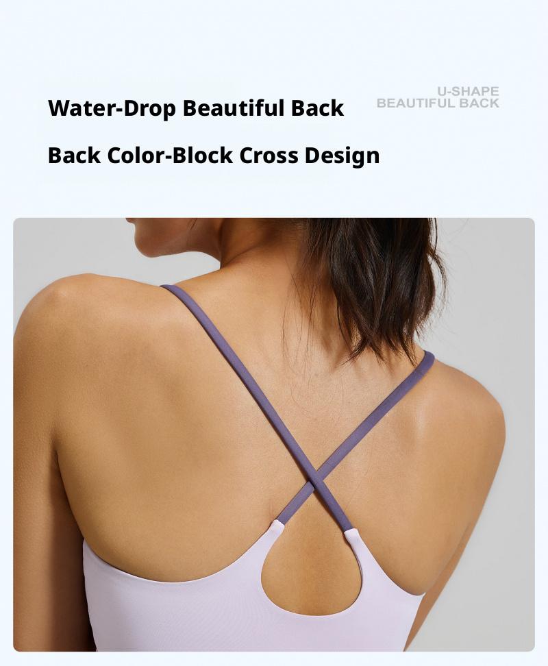 Women's High Stretch Naked Feeling Sports Beauty Back Bra, Summer Slim Fit Yoga Camisole with Chest Pad, Fitness Tank Top