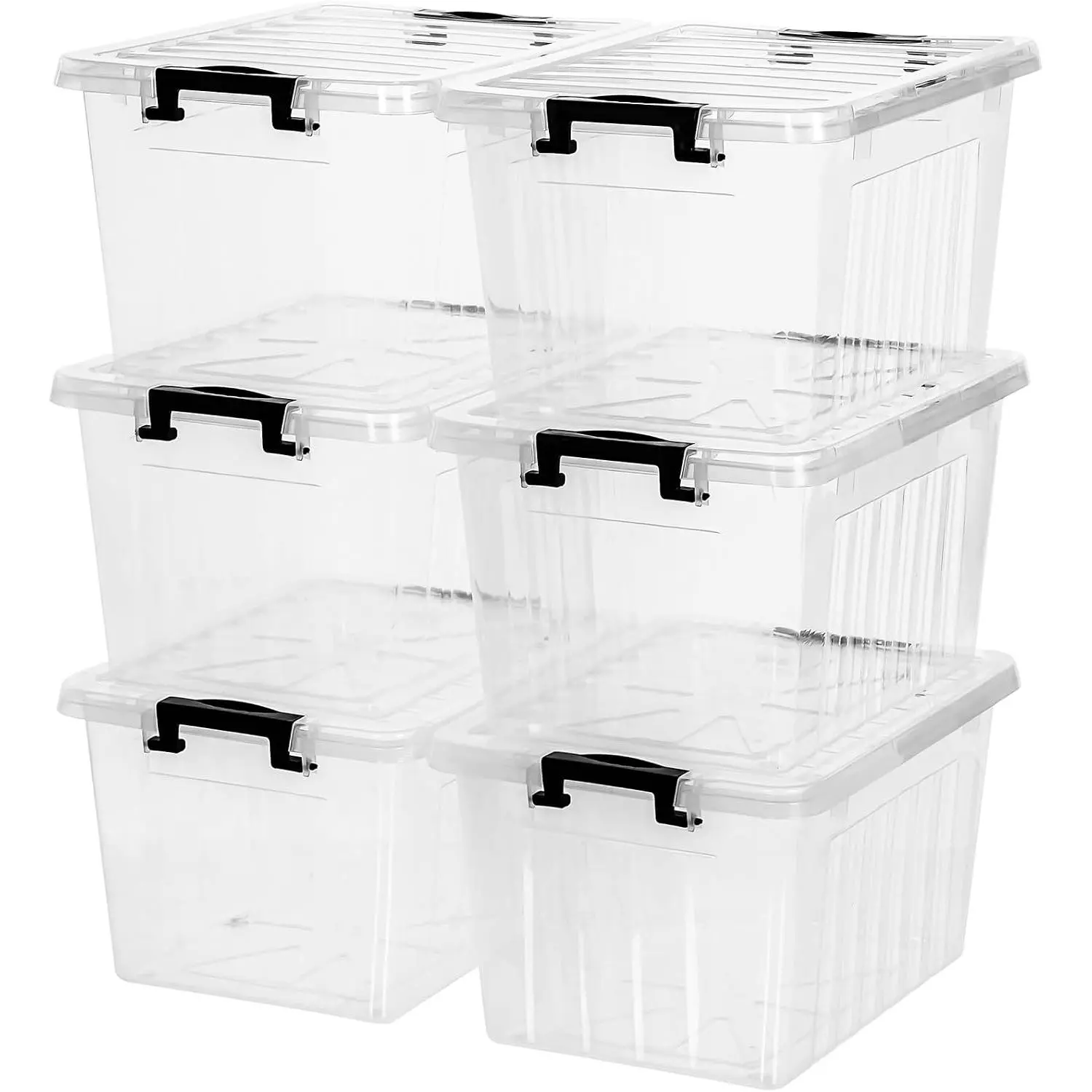 22 QT Clear Plastic Storage Bins with Lids Stackable and Nestable Storage Boxes with Lids Large Plastic Storage Containers for Garage, Closet, Kitchen, 6 Packs