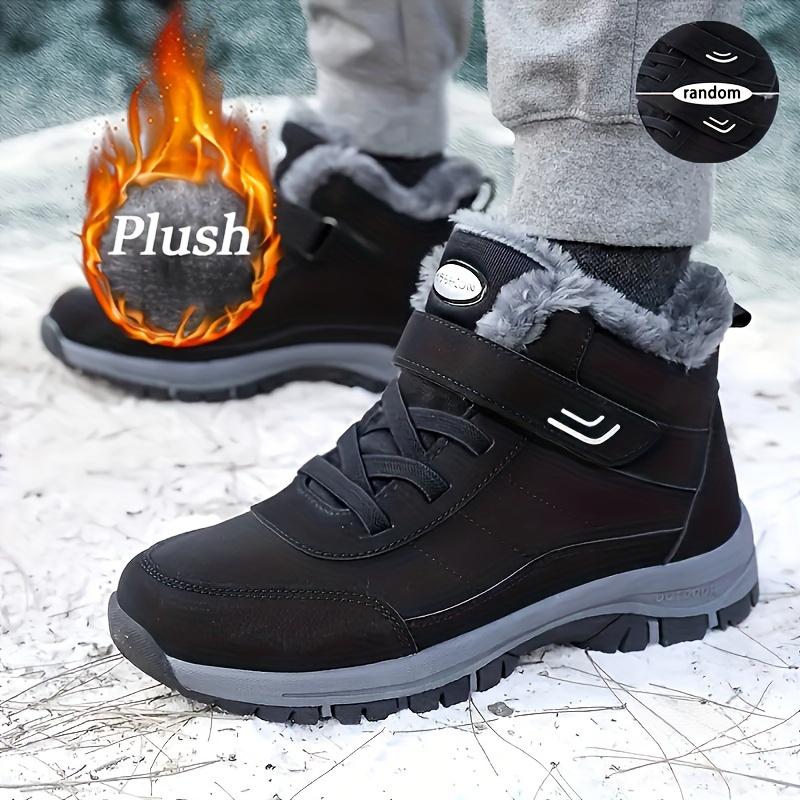 Unisex winter warm fleece snow boots - anti-slip TPR thick-soled ankle boots with adjustable buckle design, couple outdoor casual sports hiking shoes, round toe style