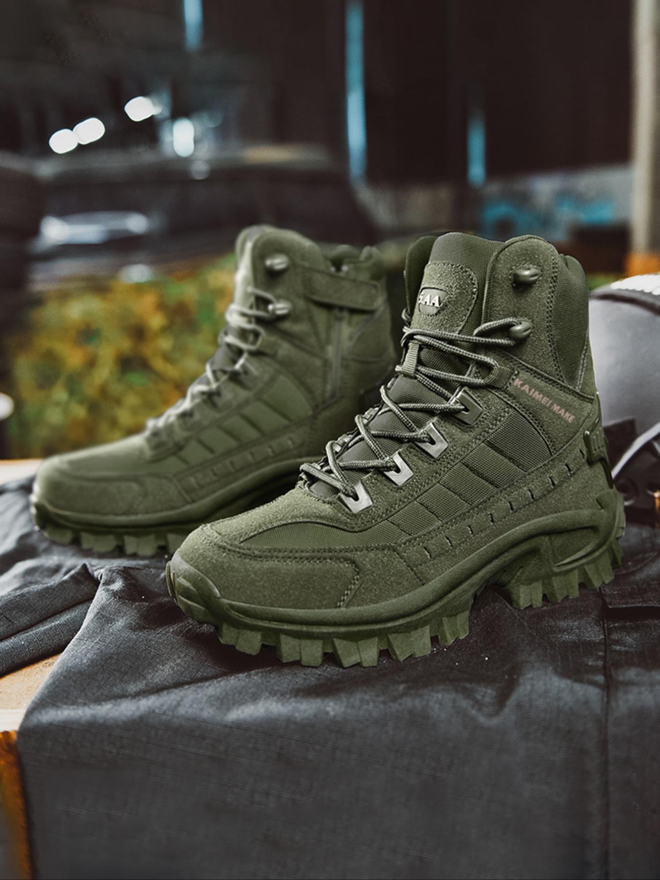 Men's Lace Up Front Tactical Lightweight Waterproof Hiking Boots, Casual Shoes, Fashionable Anti-slip & Wear-resistant Boots for Daily Wear
