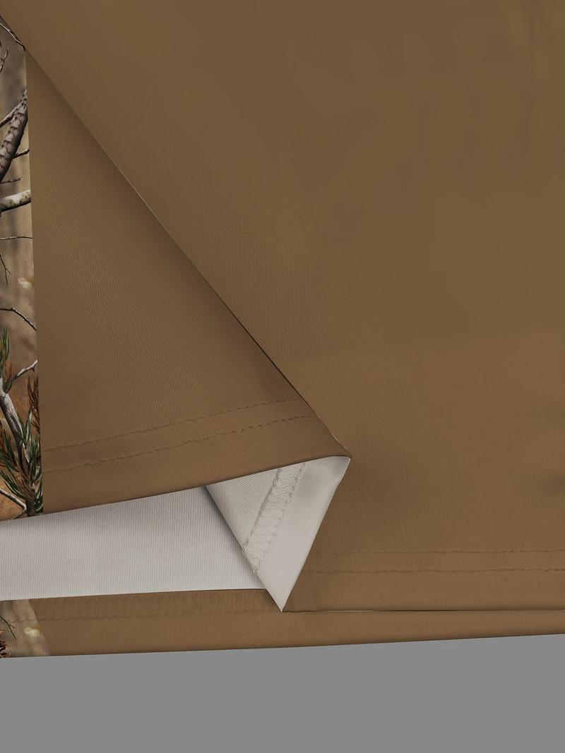 Men's casual deer head print double contrasting color long sleeved zipper polo shirt with half zipper collar outdoor shirt, machine washable dual color polyester fiber, very suitable for leisure activities in spring, autumn and winter festivals, gifts for