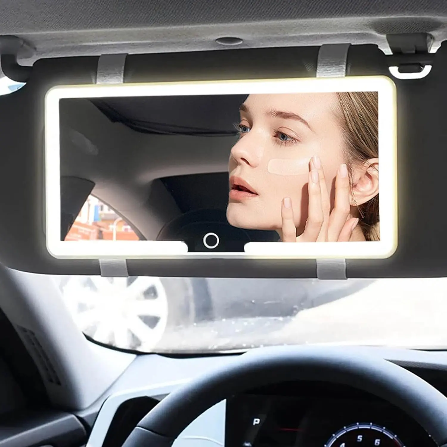 Touch Control Car Sun Visor Vanity Mirror, 80 LED Rechargeable Car Accessory with 3 Lighting Modes, Premium Automotive Interior Makeup Mirror, Car Accessories