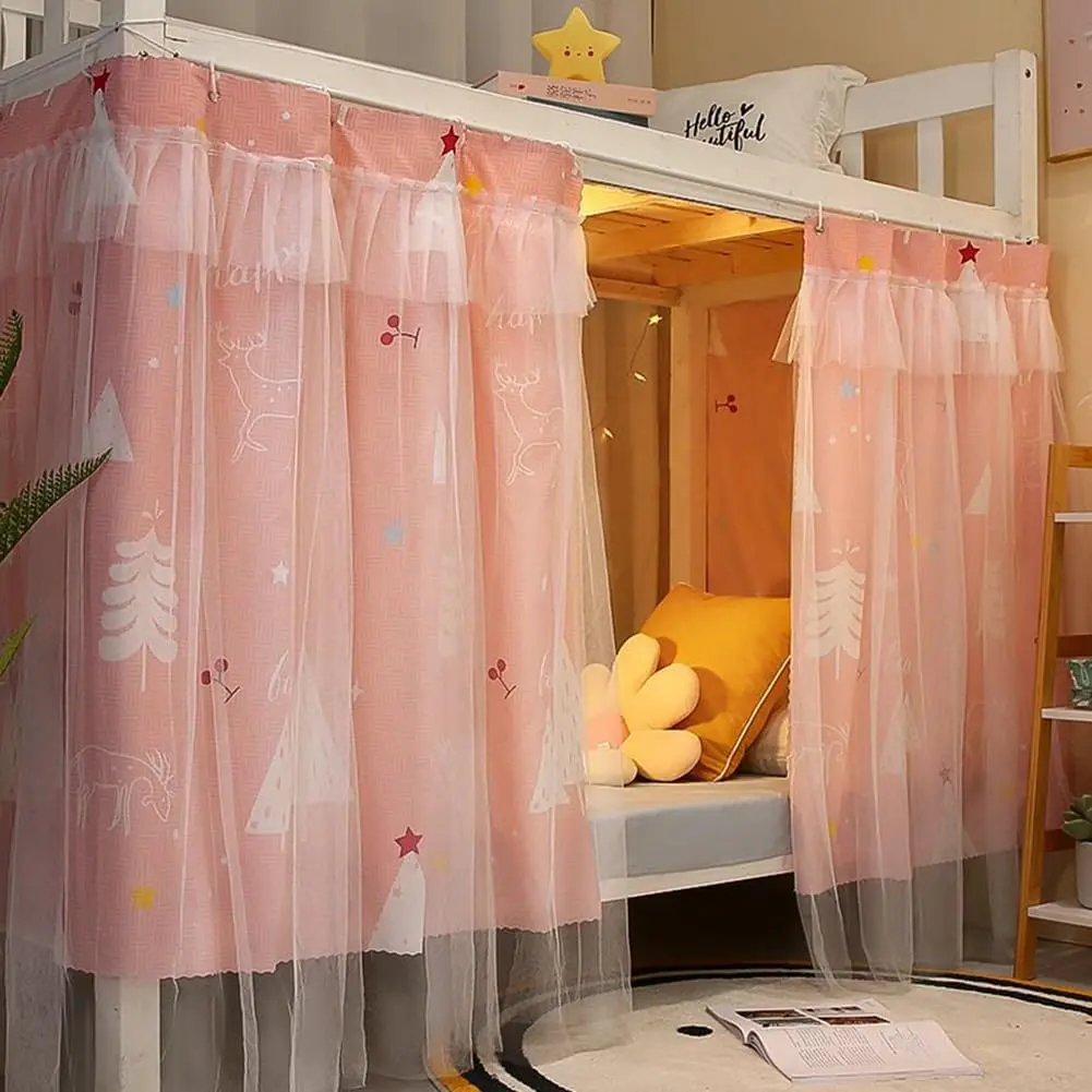 Bottom Bunk Bed Curtains Single Bed Tent Blackout Beds Drapes Dustproof Dormitory Students Shading Bedding for Single Sleeper Loft Beds