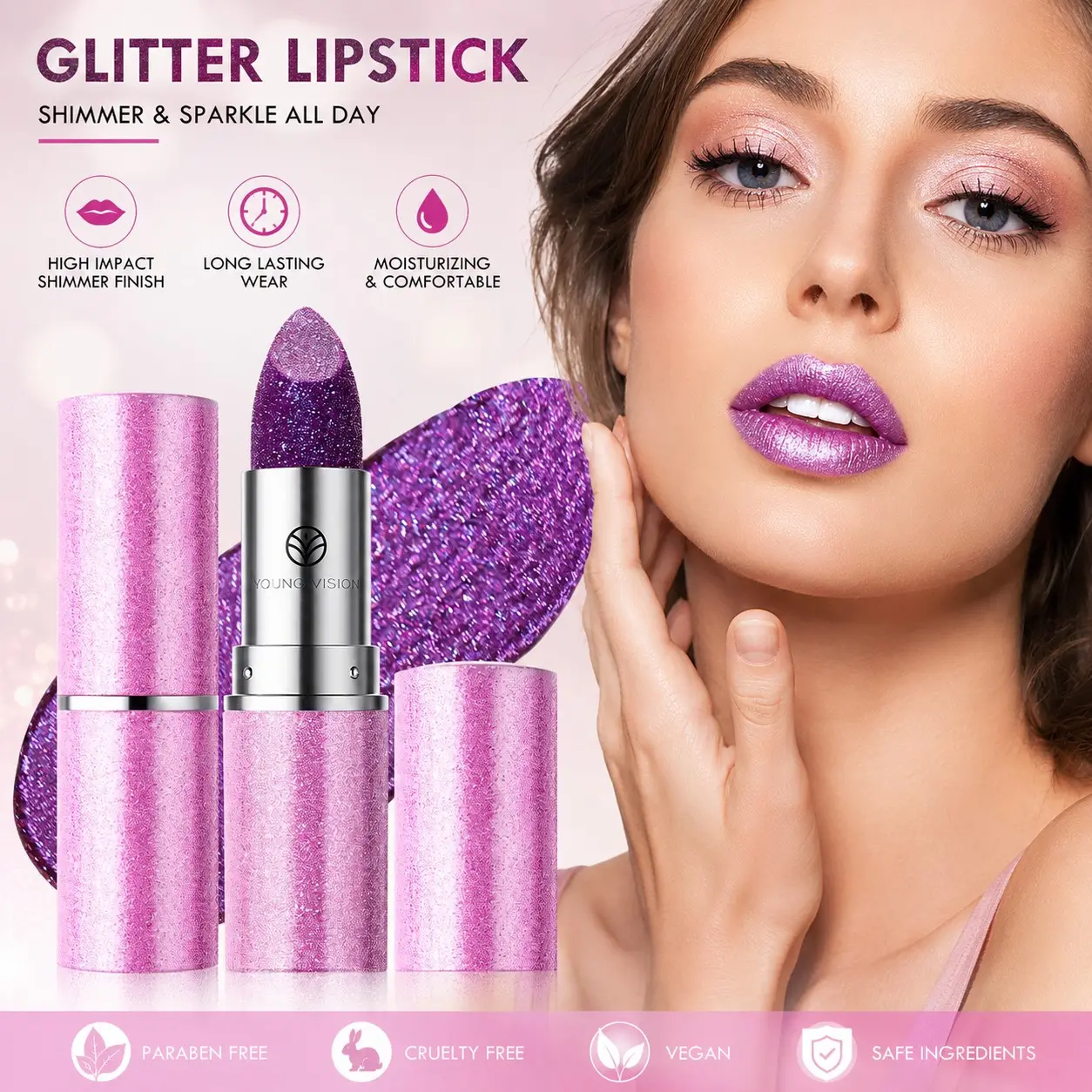 6 Colors Chameleon Shimmer Glitter Lipstick and Lip Gloss, 2-in-1 Multi-Use Pearlescent Eyeshadow, Holographic Iridescent Glow, Silky Smooth Texture, Long Lasting, Create Dimensional Lip and Eye Makeup