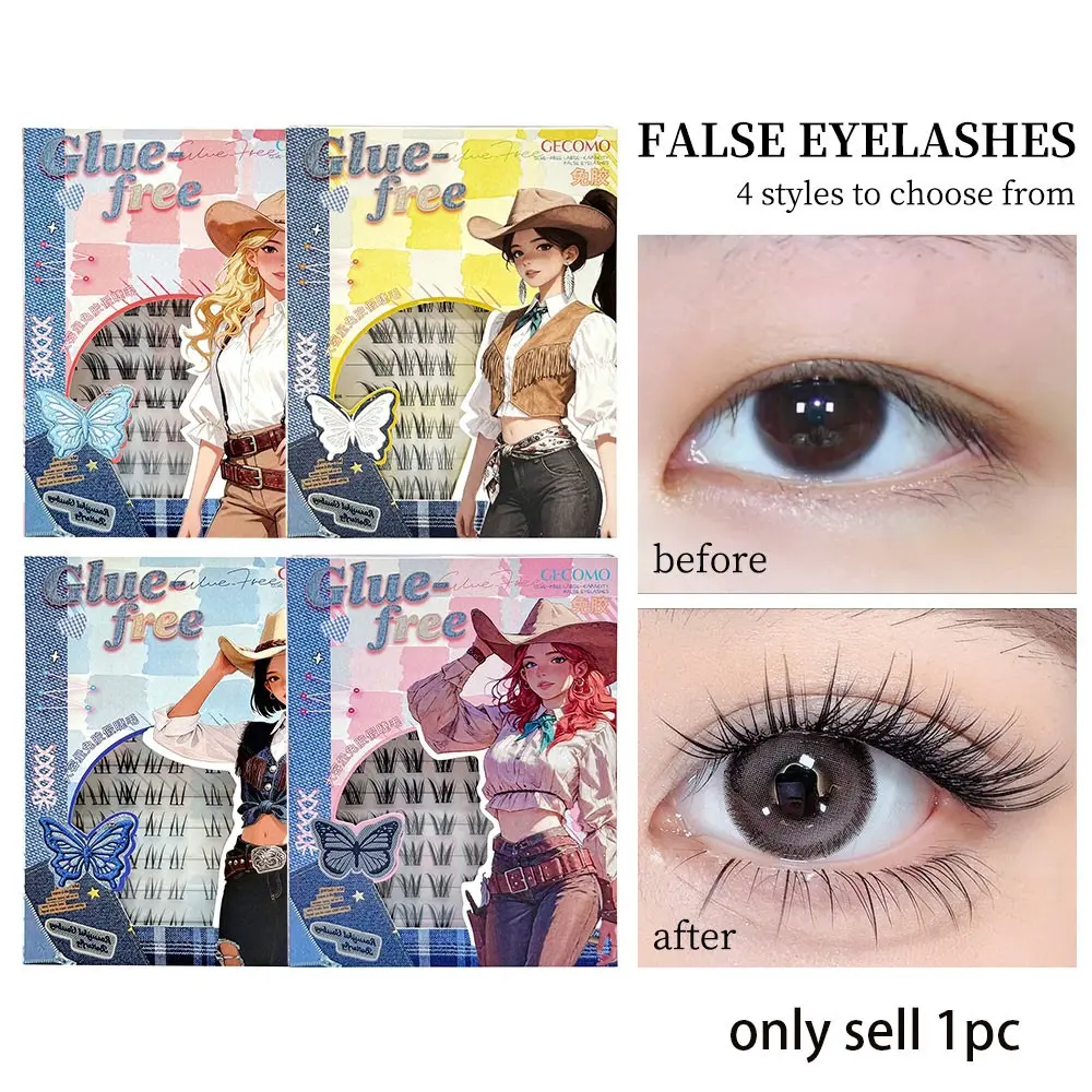 Gecomo Natural False Eyelashes, C Curl Dense Style, Soft and Lightweight, Segment Design, Ideal for Women and Girls, Perfect Gift