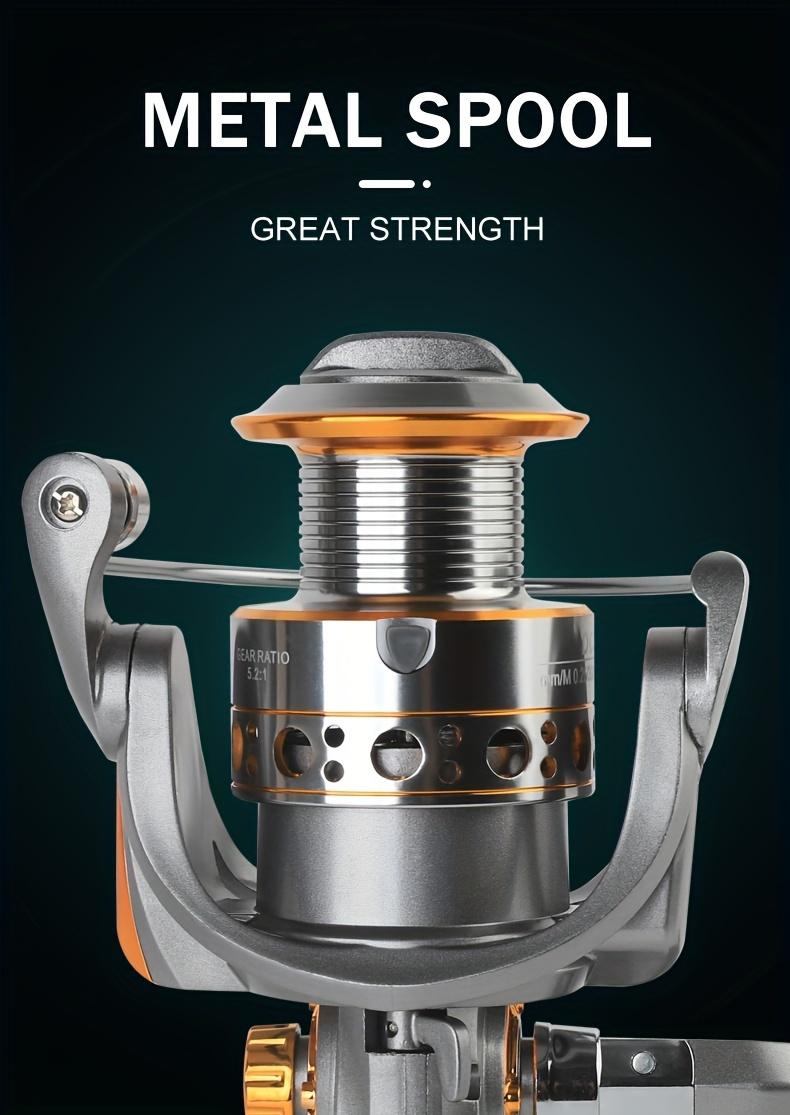 Spinning Fishing Reel Made of Aluminum Alloy with a Gear Ratio of 5.2:1, Suitable for DC 1000-7000 Series, Featuring a Maximum Drag of 26LB, Designed for Both Freshwater And Saltwater Use