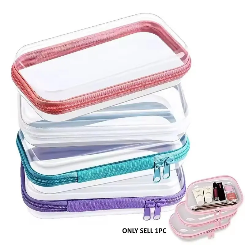 Clear Hard Shell Zipper Case, Clear Zipper Pouches Waterproof Makeup Organizer & Travel Toiletry Bag, Diaper Bag Organizing, Cosmetic Organizer Pouch