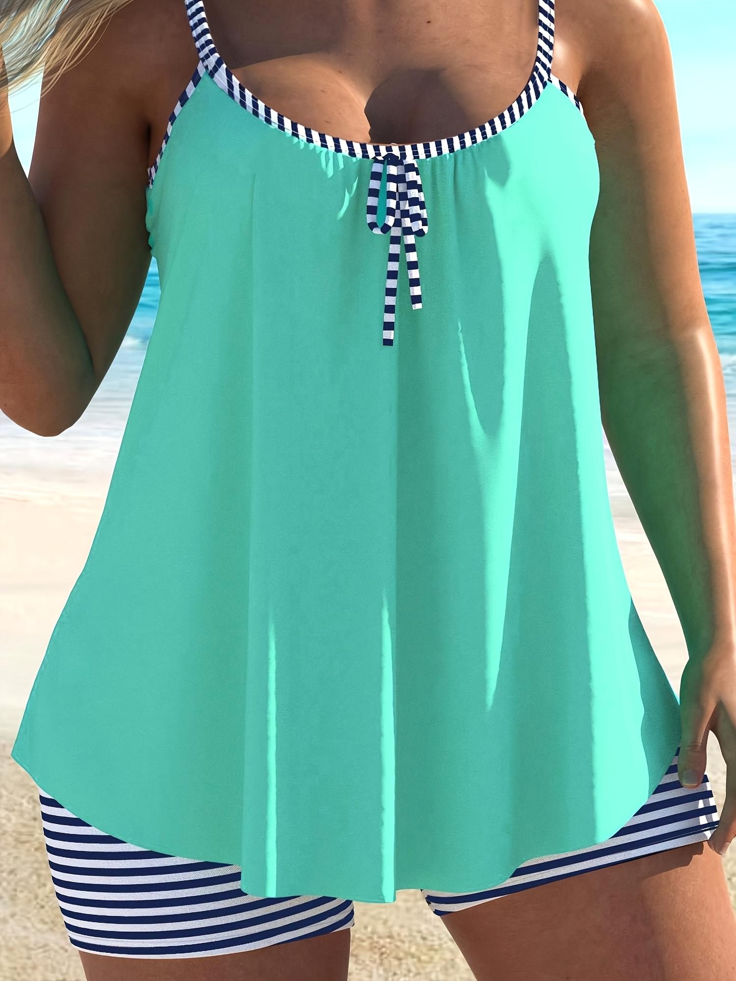 Flattering Tummy Control Striped Trim Tankini with Boy Shorts - Perfect for Beach Days, Pool Parties & Family Vacations | 2026 New Arrival Plus Size Swimwear That Hides Tummy, Family Approved Swim, Monokini Swimsuit Inspired Bathing Suits for Women cute Flattering Tummy Control Striped Trim Tankini with Boy Shorts - Perfect for Beach Days, Pool Parties & Family Vacations | 2026 New Arrival Plus Size Swimwear That Hides Tummy, Family Approved Swim, Monokini Swimsuit Inspired Bathing Suits for Women cute