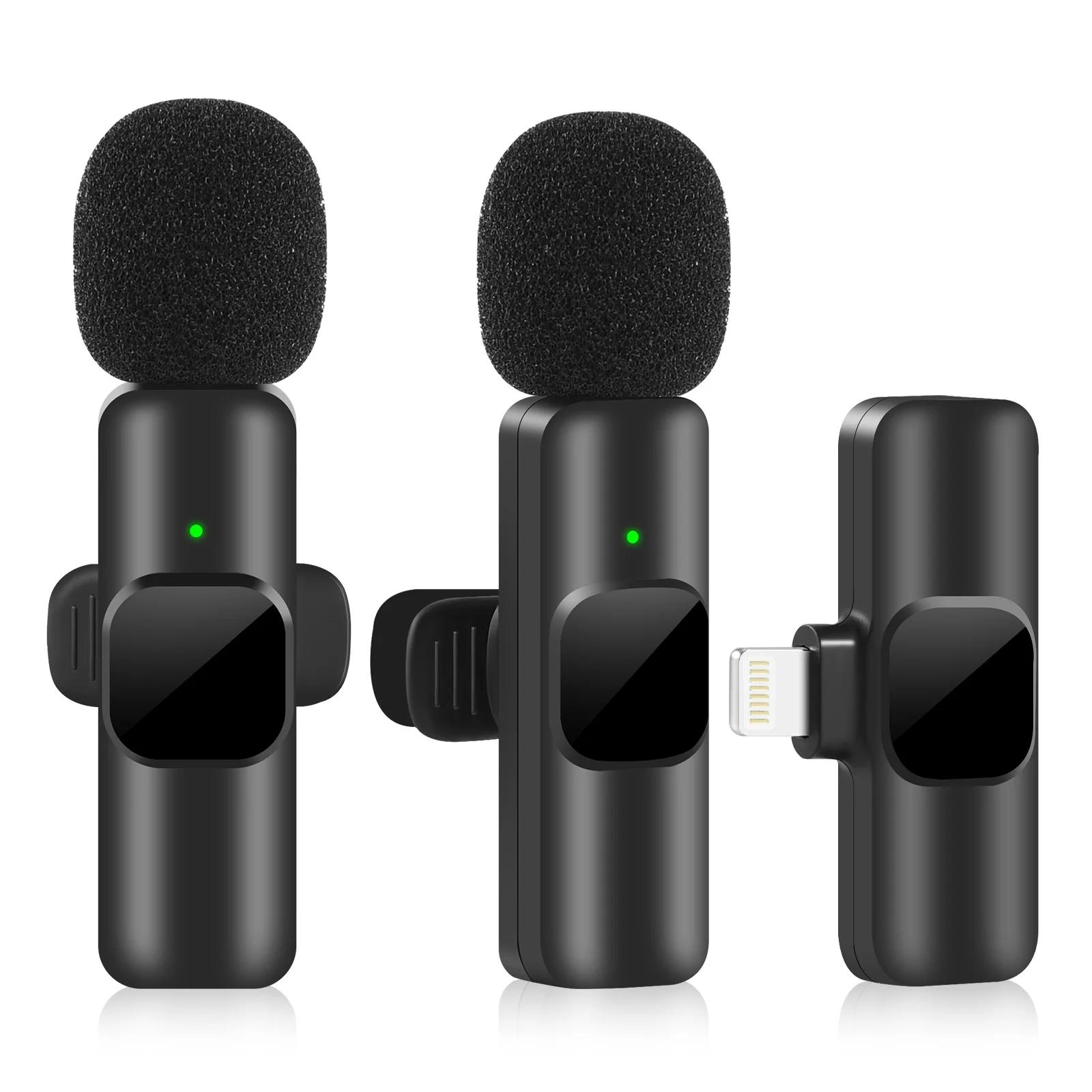 Wireless Lavalier Microphone Portable Audio Video Recording Mini Mic for IPhone  Ipad Android Live Broadcast Phone -Cordless Omnidirectional Condenser Recording Mic for Interview Video