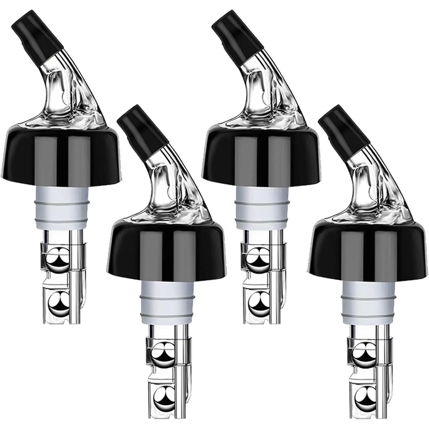 Automatic Measured Bottle Pourer Quick Shot Spirit Liquor Pour Spouts with Dust Caps for Wine Cocktail Beverages Ideal Home Bar Tools 1 oz 30ml Clear 4 Pack