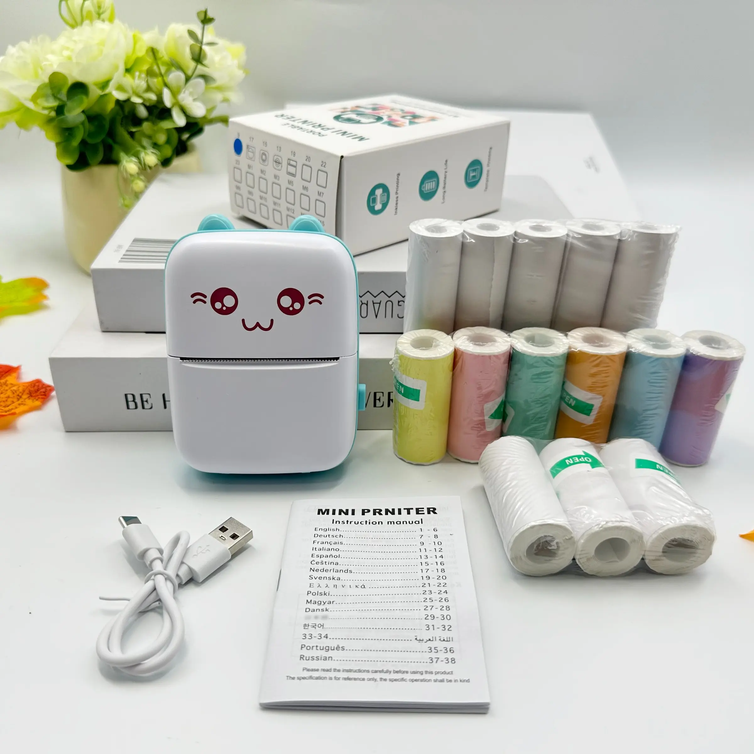 Portable Wireless Mini Thermal Printer, USB Charging, Ideal for Notes, Labels, Receipts, Travel, Home Use, Perfect Gift for Holidays