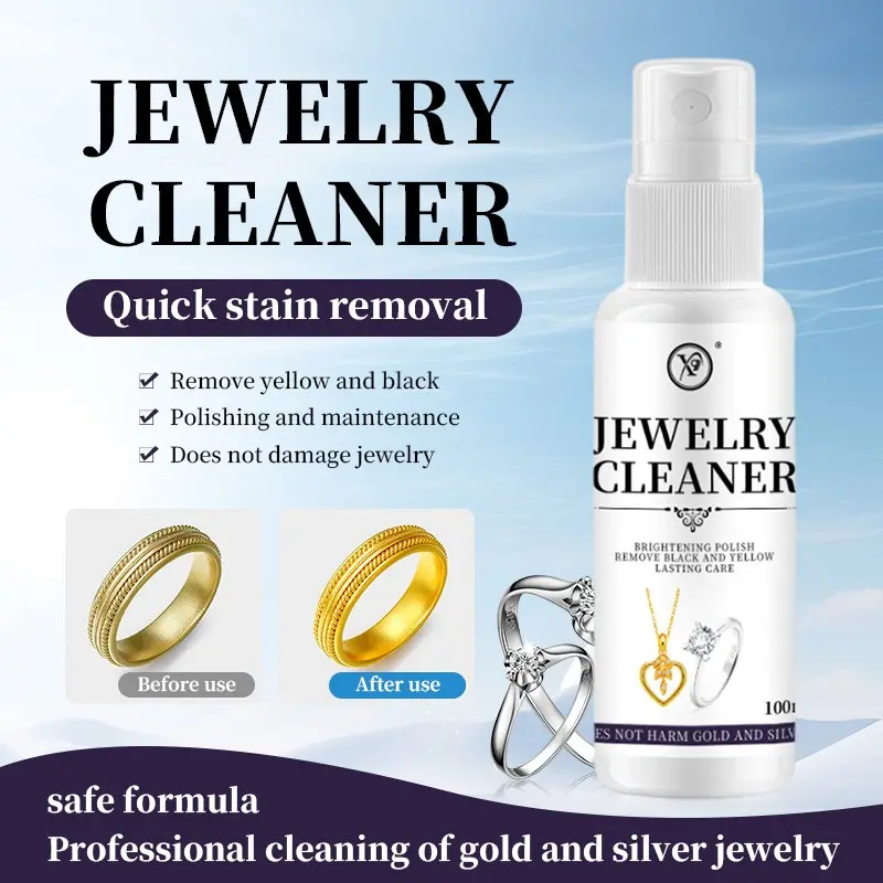 Jewelry Cleaning Spray 100ML, Quick Oxidation Rust Remover, Gentle Formula for Gold Silver Diamond Jewelry, Restores Shine, Safe and Non-Damaging