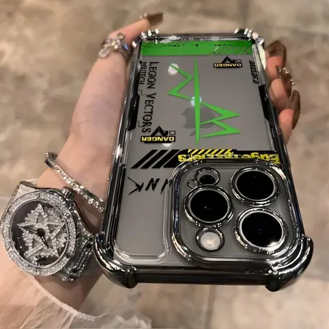 Cyberpunk Frame Pattern Smartphone Case - Coated Anti-Drop Transparent Soft Back Cover, Multi-Model Protector for iPhone 16 Plus,17 Air,15 Plus,14,13,12,11 Pro Max,Xsmax & Samsung S26 Ultra,S25 Plus,S24+,S23 FE,S22 (QXA838)