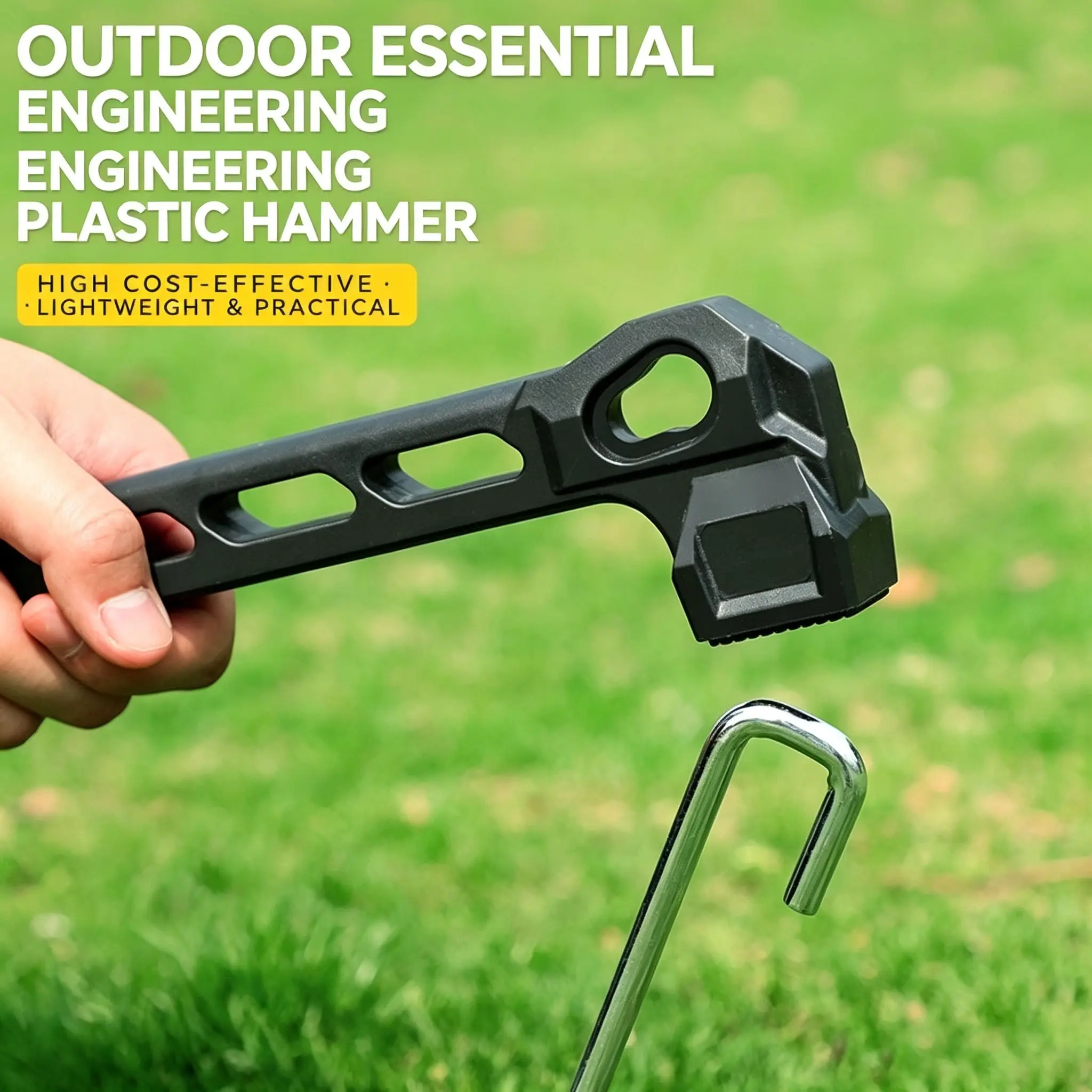 Enhanced Ground Stake Hammer, Ultra-Light Portable Pe Plastic Hammer, Outdoor Beach Gear, Durable & Lightweight Design