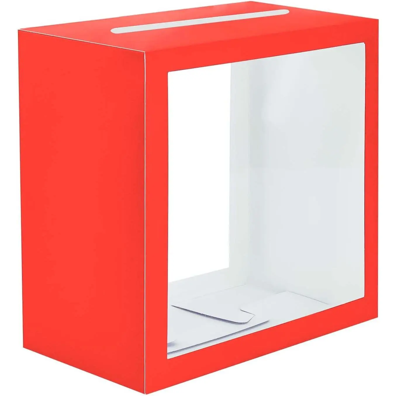 Red Card Box for Party with Clear Window Large  Card Box Holder for Wedding Reception Birthday Graduation  Shower Raffle Ticket Box