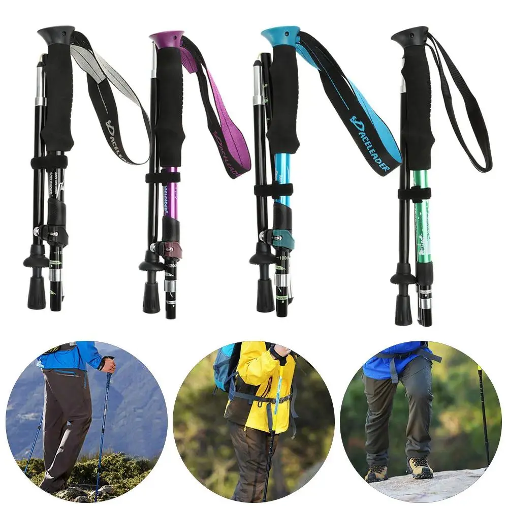 Unisex Aluminum Telescopic Walking Sticks, 10 Styles Portable Foldable Trekking Poles for Outdoor Camping Hiking