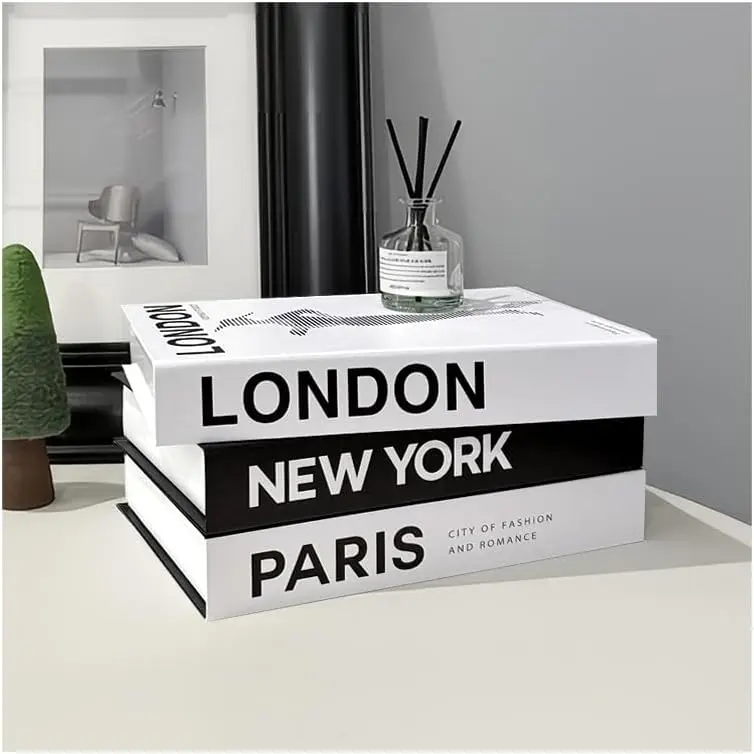 Decorative Books Set of 3, Faux Coffee Table Books for Home Decor |   Set of 3 faux decorative books for coffee tables, shelves, and desks, adding a layered look to home and office decor.
