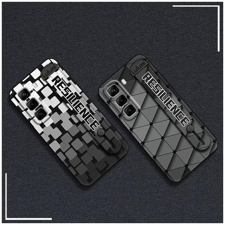 Dirt-resistant Back Cover Phone Case For infinix Hot50 Pro/X6881 Shockproof commerce Plain color masculine Anti-dust geometry Fashion Design simple Phone Holder Waterproof Durable