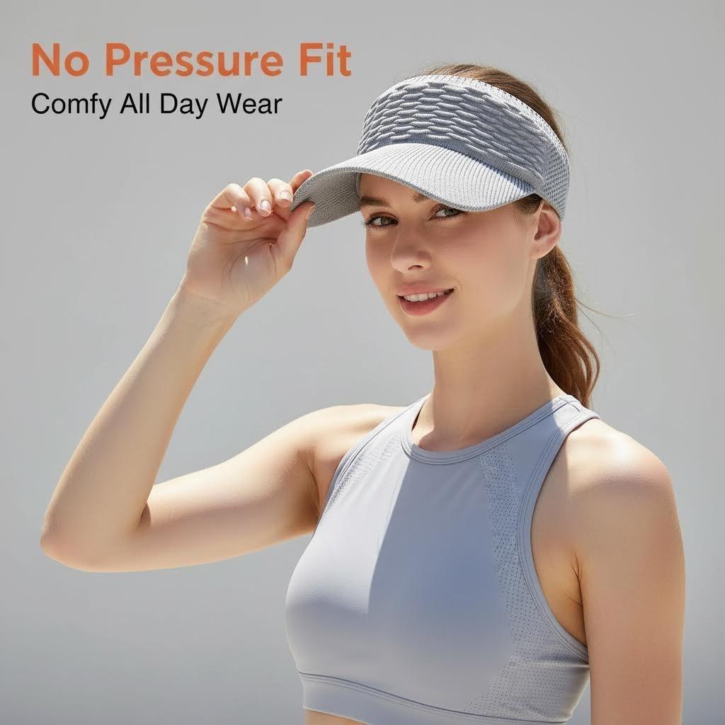 4-Pack Women's Sports Sun Hat| No-Heat Open Top Design| Ponytail Friendly Visor| Value Set