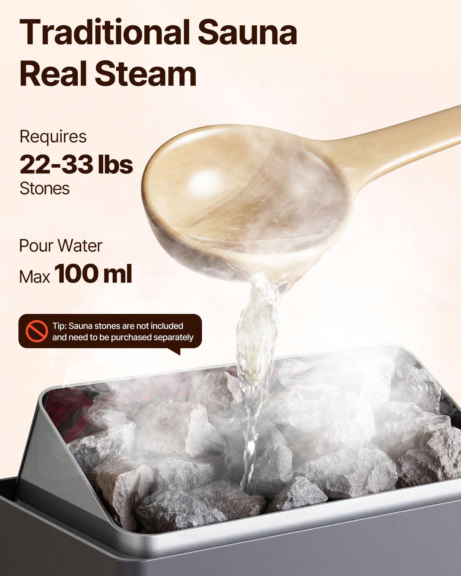 VEVOR 9KW Sauna Heater, Steam Bath Sauna Heater with Built-In Controls, Electric Sauna Stove, 3h Timer and Adjustable Temp for Max.317-459 Cubic Feet, Home Hotel Spa Shower Use 220V