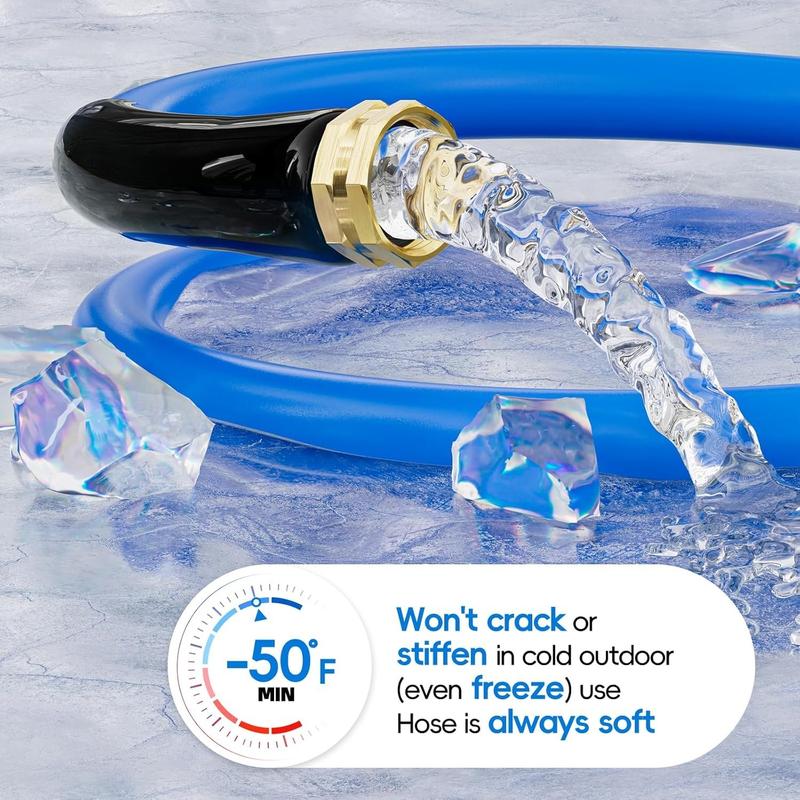 Female to Female Hot/Cold Garden Water Hose 20 ft x 5/8 Inch for Hose Reel, -50To 190, Heavy Duty, Flexible, Burst 605 Psi, Rubber Extension Pipe with 3/4" Brass Fittings