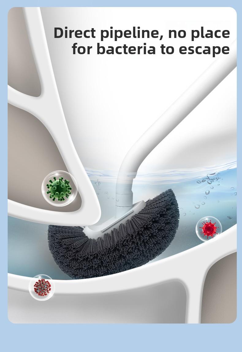 Home-use no-drill toilet brush with base, wall-mounted long-handled toilet brush, high-quality plastic wall-mounted toilet brush