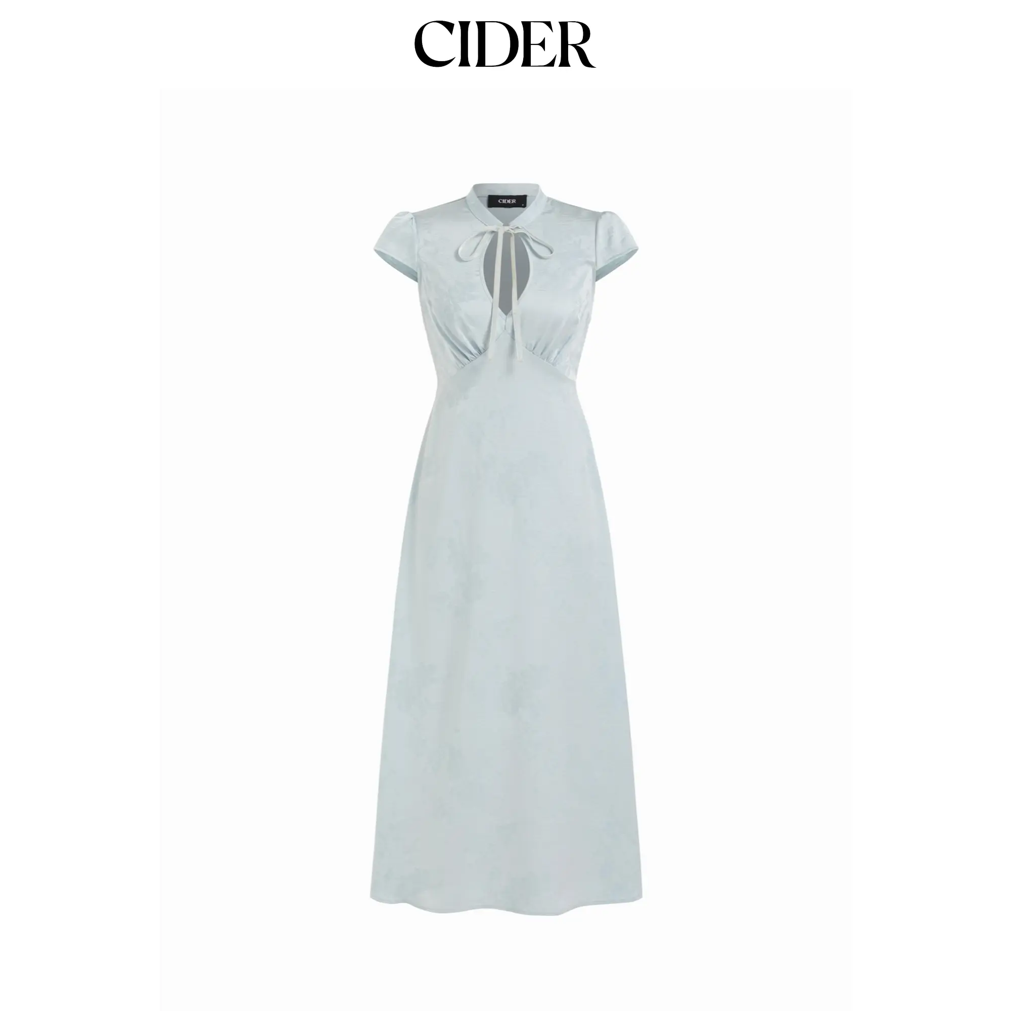 Cider Jacquard Floral Sweetheart Puff Sleeve Cut Out A-line Maxi Dress