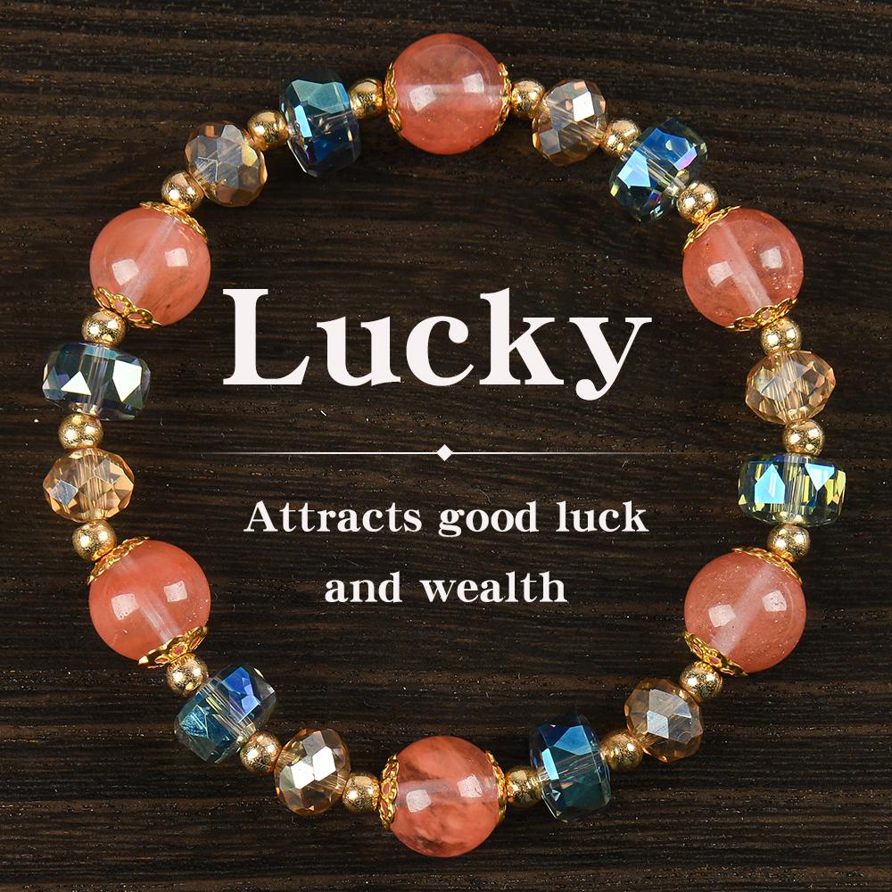 Colorful crystal lucky bracelet, suitable as a gift for a girlfriend on special occasions, blue bracelet jewelry, fashionable artificial bracelet, today's colorful block bead crystal bracelet - durable structure