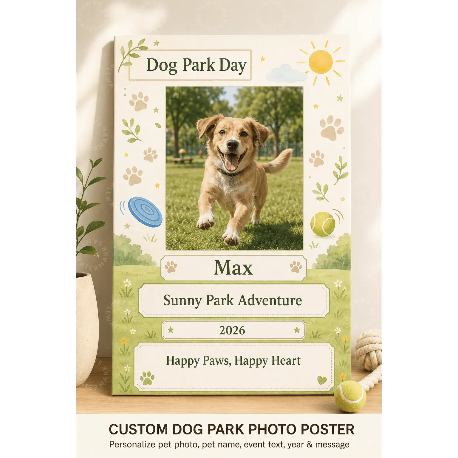 Custom Dog Park Photo Poster, Personalized Pet Wall Art, Dog Lover Gift, Puppy Memory Keepsake, Pet Room Decor, Bedroom Wall Art, Living Room Decor, Office Wall Art, Aesthetic Poster