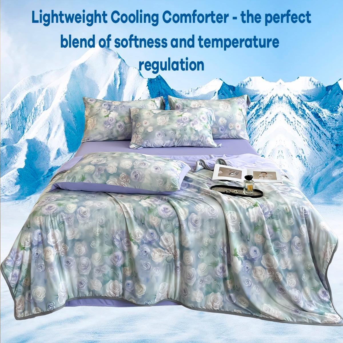 Solid Color Cooling Comforter, 1 Count Soft Breathable Skin-friendly Cooling Comforter, Cool Bedding for Home Office Use in Summer, Breathable Duvet Set, Lightweight Duvet, Machine Washable Duvet