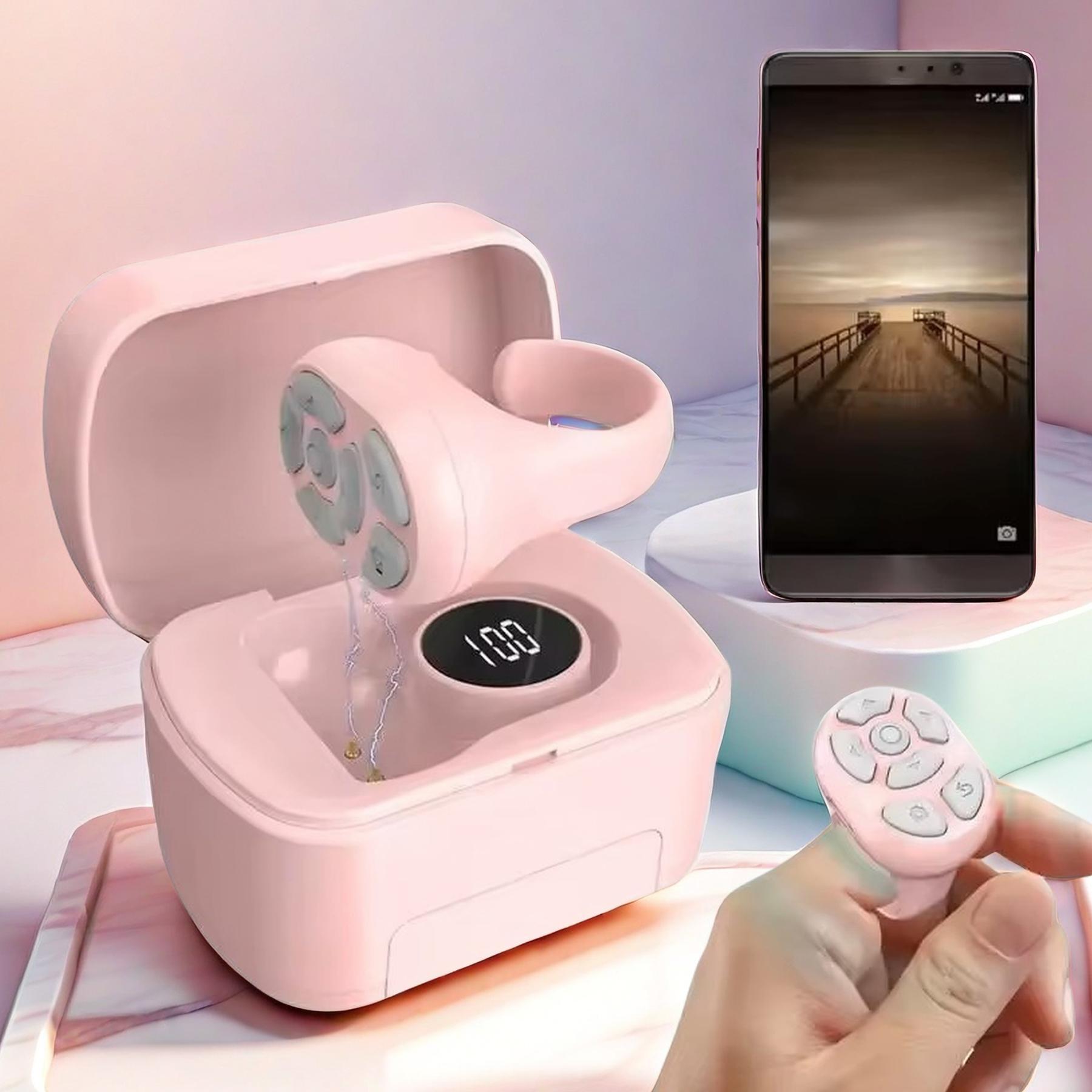 Wireless Remote Control Ring with Digital Display & Charging Case, USB Rechargeable 7 Key Scrolling Ring Clicker for Phone Camera Video Shutter Selfie Button, Wireless Finger Page Turner Remote for iOS 15.0 Android 8.0,Cool Gadgets