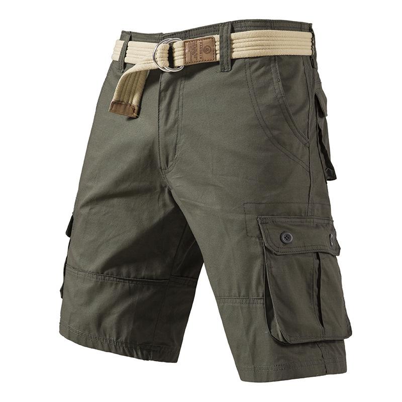 Men's Cotton Cargo Shorts, Multi-Pocket Relaxed Fit Knee-Length Casual Pants for Summer Outdoor Daily Wear