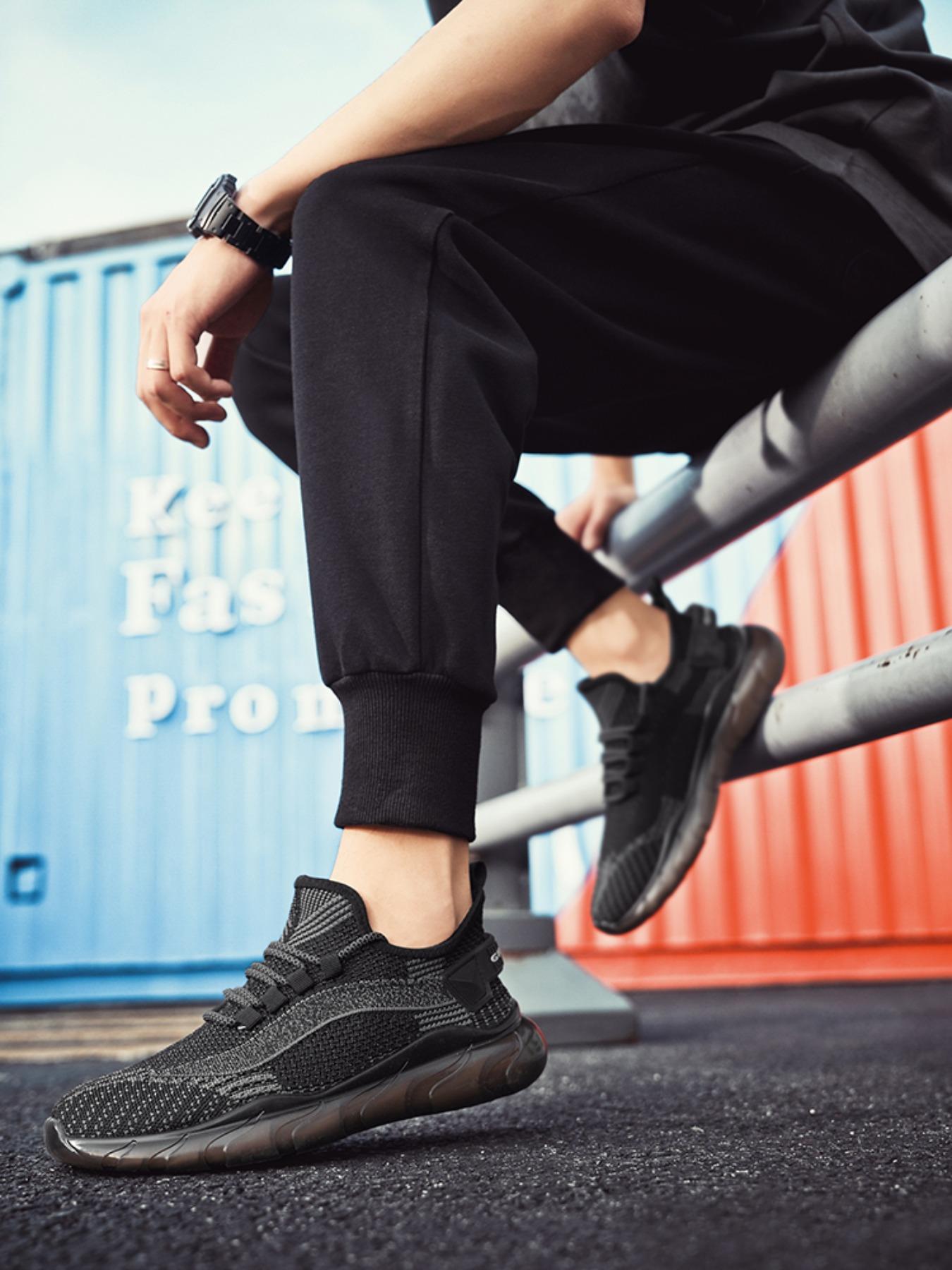 Men's Breathable Mesh Athletic Workout Sneakers, Lightweight Shock-Absorbing Running Shoes for Daily Wear