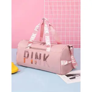 Large-Capacity Stylish Letter-Print Fitness Gym Bag with Shoe Compartment, Lightweight Multifunctional Crossbody-Shoulder Sports Duffle
