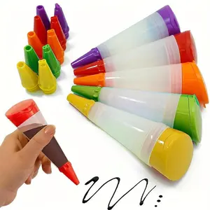 Random Color Silicone Piping Pen Kit, Reusable Piping Gun with Nozzles for Home Baking and Cake Decorating
