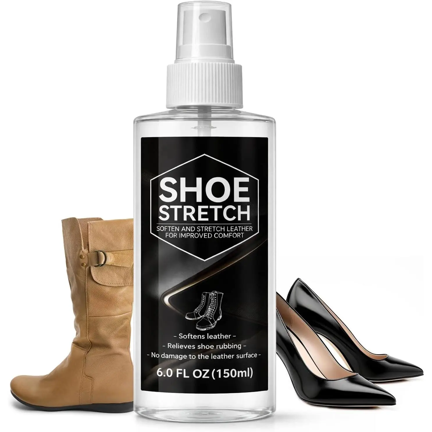Shoe Stretch , Professional Boot Stretcher  to Instantly  Tight Fit, Wide , Suitable for Leather, Suede, Boots, Nubuck, High Heel, Canvas, 150ml