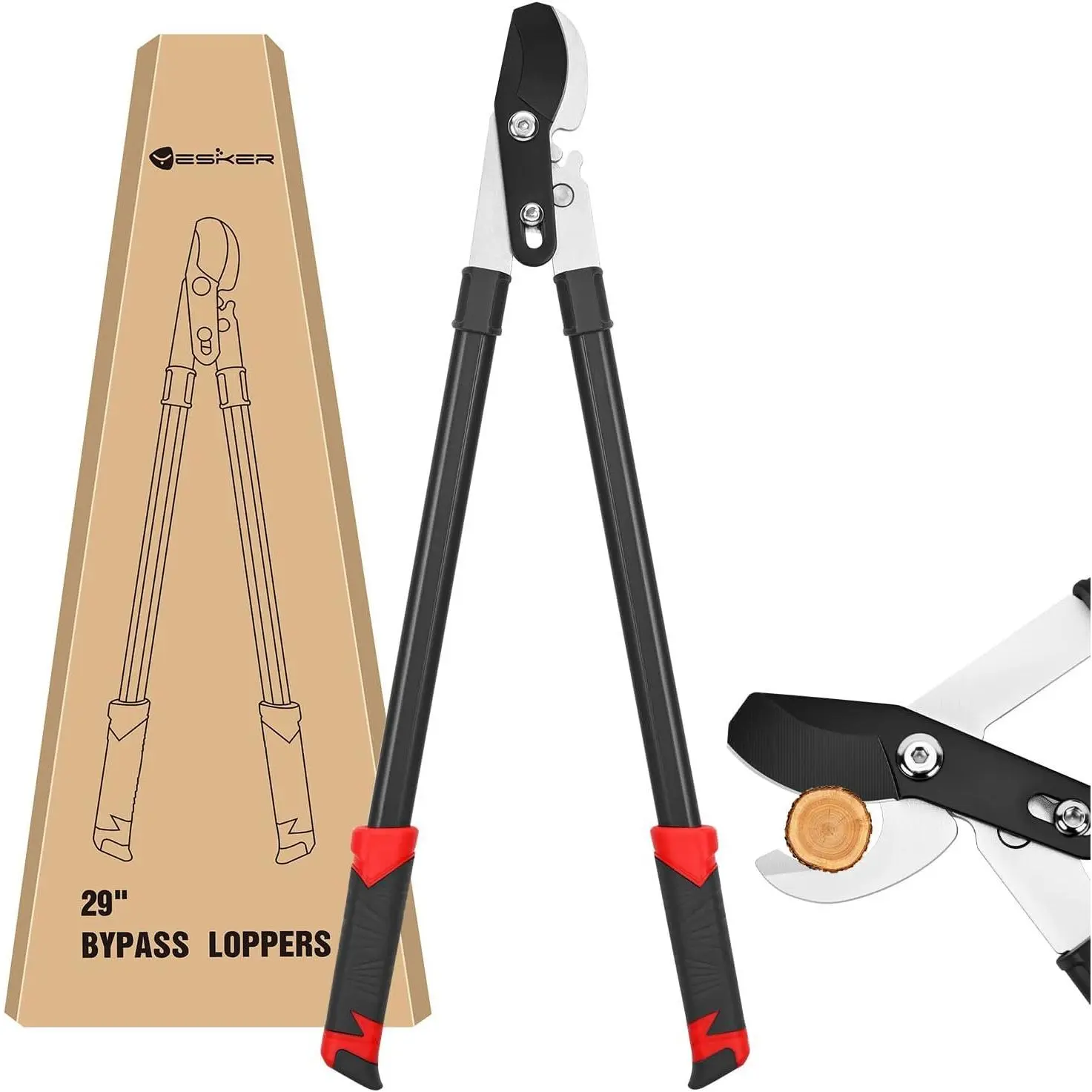 29-Inch Heavy-Duty Bypass Lopper, Chrome-Plated Sharp Steel Blades, Gear Power Action, 1.5-Inch Dia Cut Capacity, Aluminium Ergo Grip Non-Slip Handle, Easy-Clean, Precise Cutting Capability Garden Pruning Branch Cutter