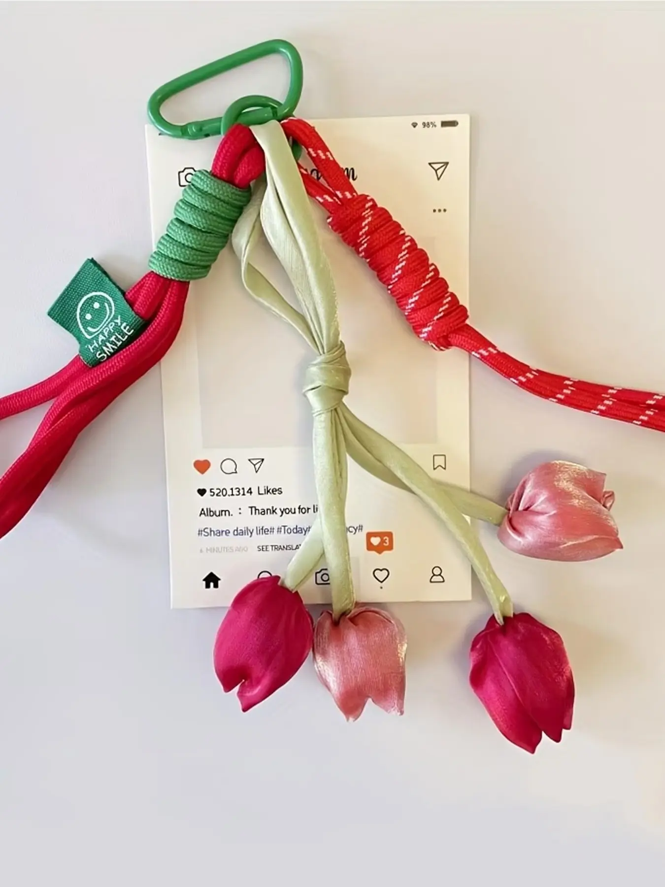 Bag Charm Tulip Flower Multiple Colors Available Complex Design Gift To A Friend Suitable For Bags And Keys Bag Decoration Keychain Purse Charms, Bag Accessories
