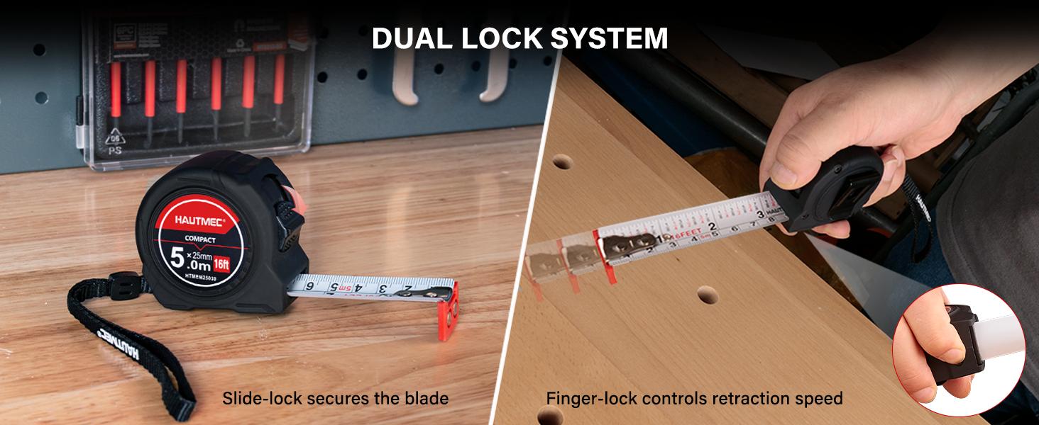 Tape Measure 16ft/5m 6-Pack with Magnetic Hook & Finger Brake Lock |   Fraction 1/8" Dual Metric and Imperial Scale |   Compact for Builders, Woodworkers & Wholesale 25039