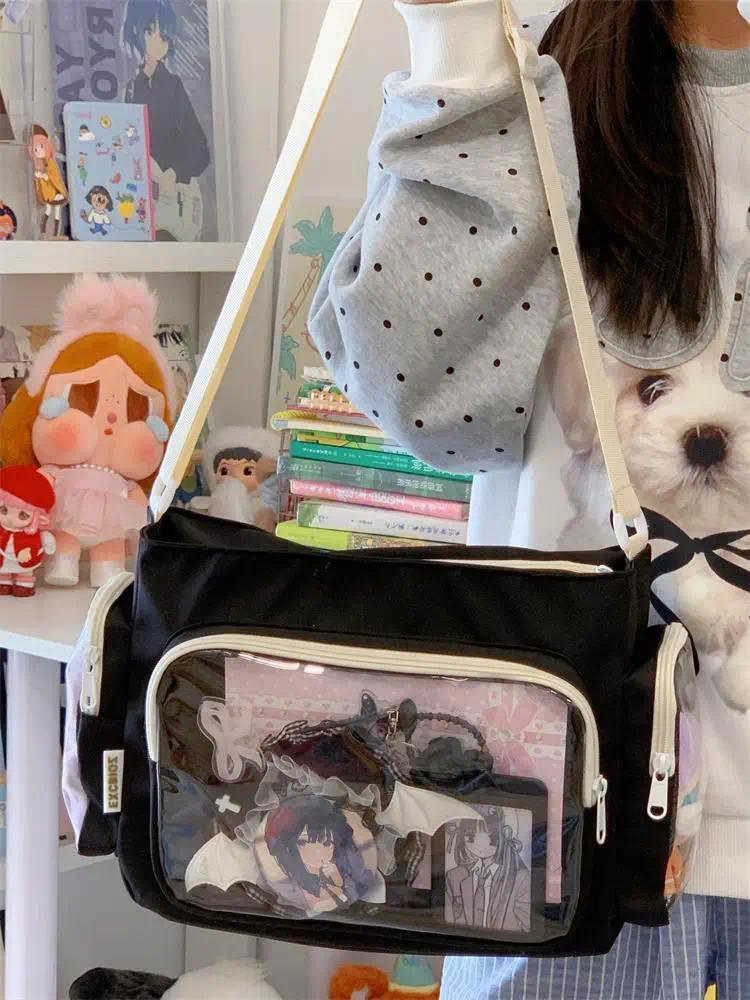 Nylon Aesthetic Transparent Display DIY Basges Students Subculture JK Crossbody Shoulder Bags Casual Sweet Girls Ulzzang Ita Bag